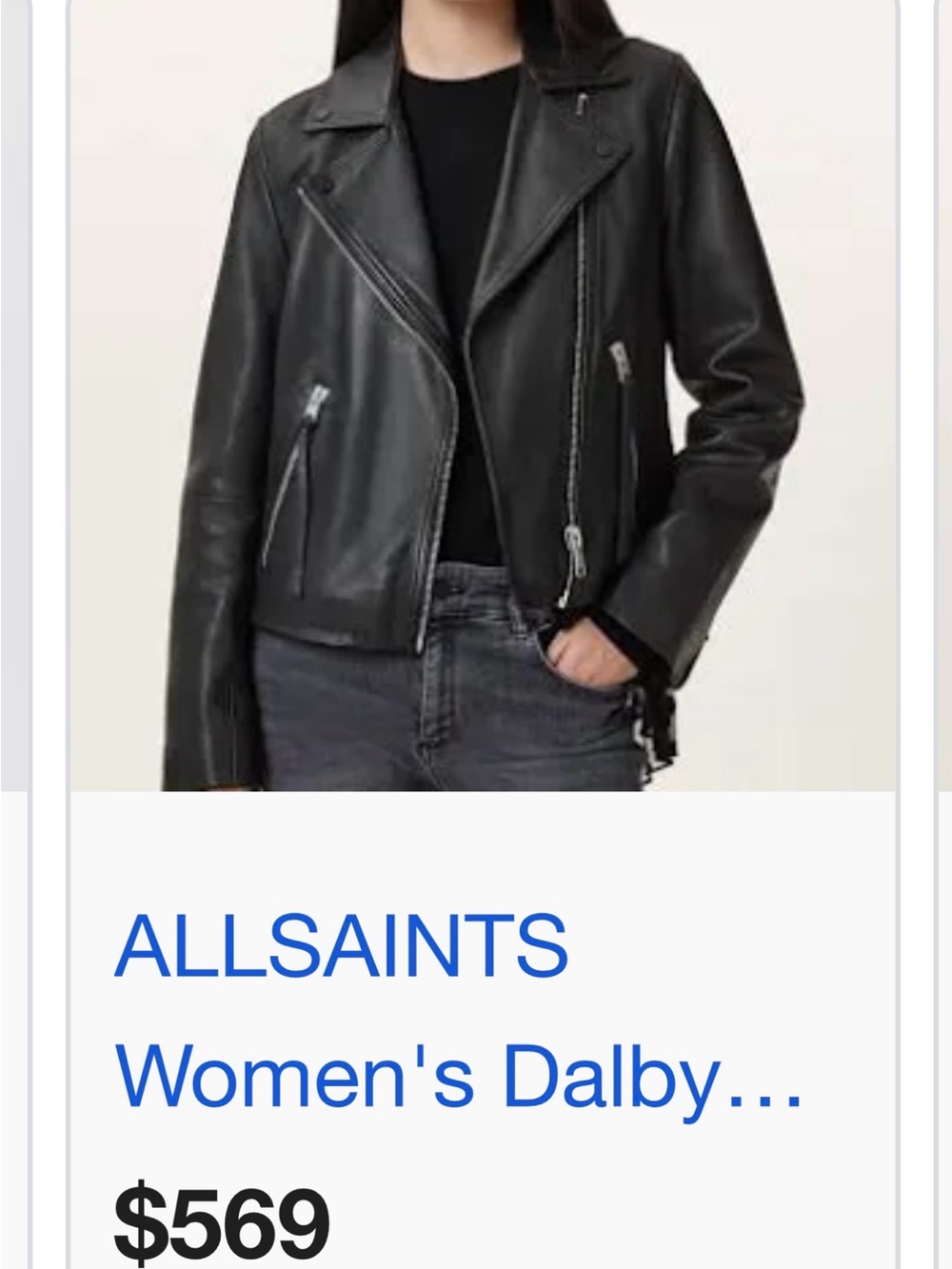 AllSaints Women's Black Leather Moto Jacket